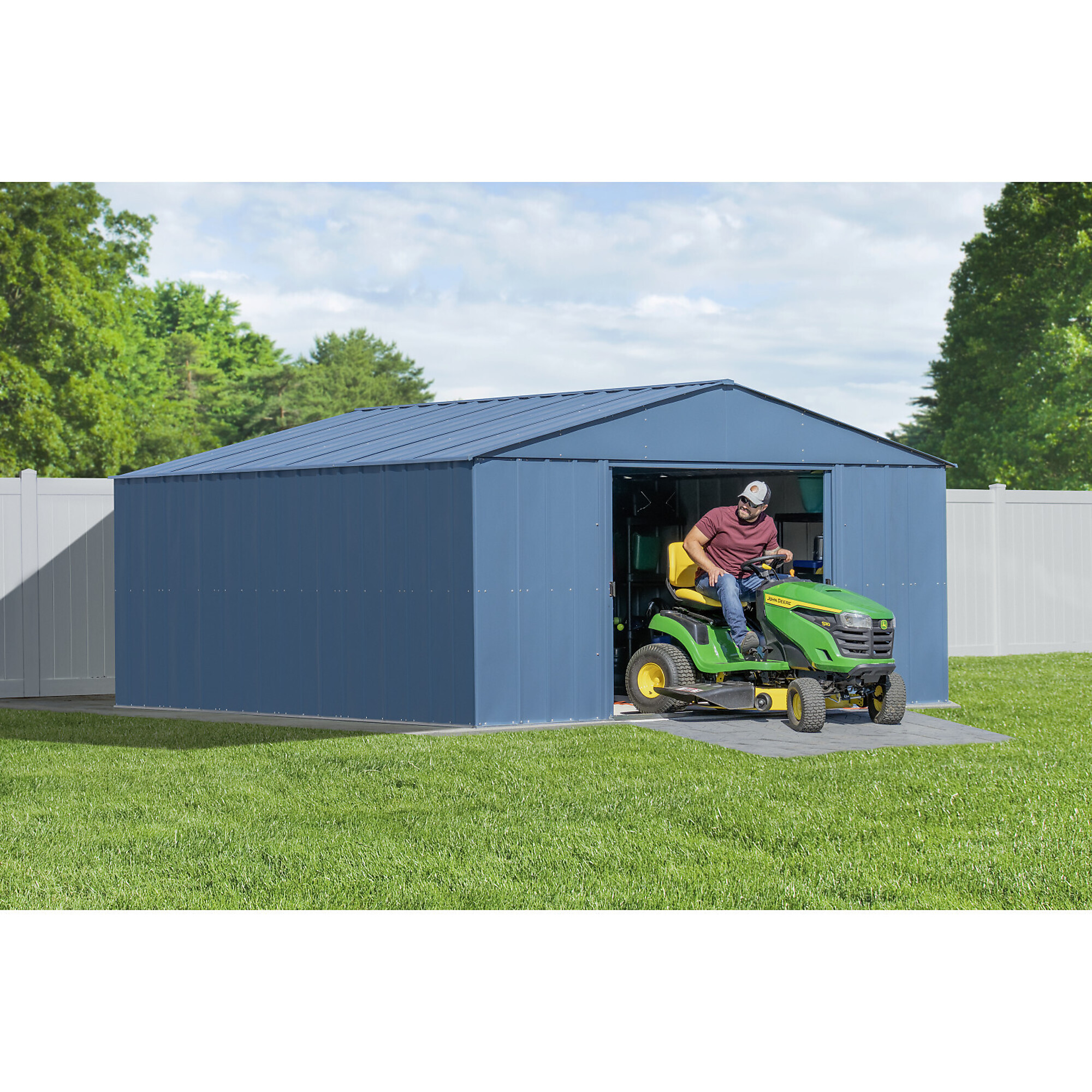 Arrow Storage Products, Classic Metal Shed, 14 x 14 Blue Grey, Length 15 ft, Width 14 ft, Model# CLG1414BG
